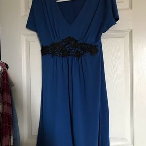 Navy Blue Dress with Black Detail